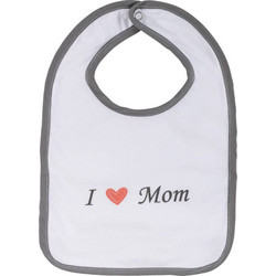 Bubaba Love Mum Αδιάβροχη Σαλιάρα από 100% Βαμβάκι με Κουμπί Λευκή Γκρι