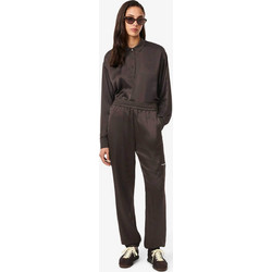 Lacoste Ψηλόμεσο Σατέν Γυναικείο Παντελόνι Jogger Κανονική Εφαρμογή με Λάστιχο Σοκολατί HF5410-00