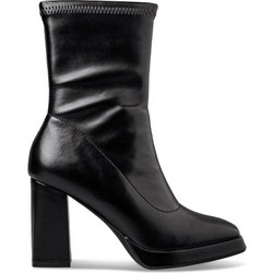 Envie Shoes Γυναικεία Μποτάκια Αστραγάλου Δερμάτινα Μαύρα με Χοντρό Πολύ Ψηλό Τακούνι E42-22318-34-36