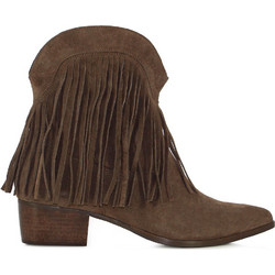 Fratelli Petridi Γυναικεία Μποτάκια Cowgirl Suede Ταμπά με Χοντρό Χαμηλό Τακούνι 354-06