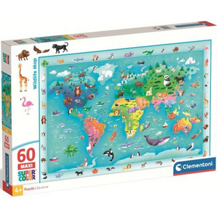 Παιδικό Puzzle Clementoni Χάρτης Με Ζώα Του Κόσμου 60 Κομμάτια