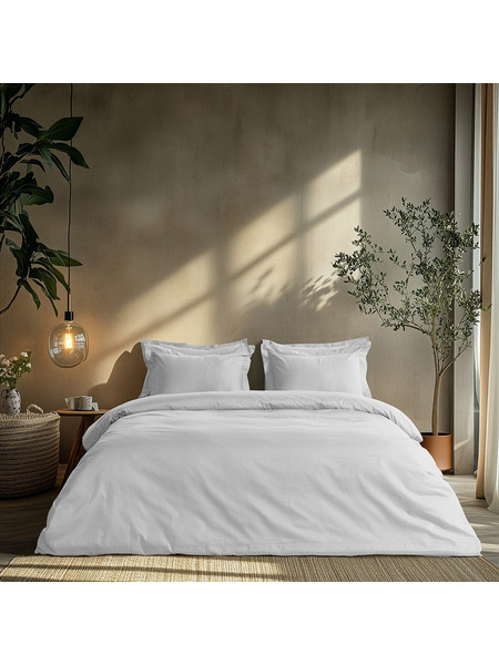 Beauty Home Σετ Σεντόνια Υπέρδιπλα Βαμβακοσατέν με Λάστιχο 170x200+30 Art 1700 Harmony Λευκό