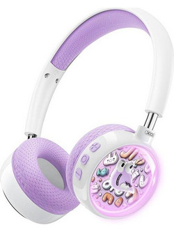 XO BE57 Ασύρματα Bluetooth Παιδικά Ακουστικά On Ear Ροζ Πολύχρωμα