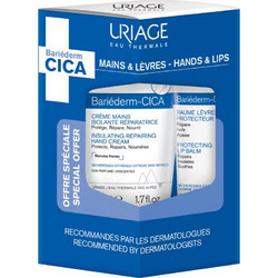 Uriage Bariederm Cica Insulating Repairing Hand Cream 50ml + Bariederm Cica-Lips Protecting Balm 15ml