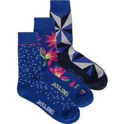 Jack & Jones Ανδρικές Κάλτσες Ψηλές με Σχέδια Royal Blue 3Pack 12242177