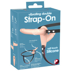 You2Toys Soft Touch Harness Strap On με Διπλό Dildo & Δόνηση Flesh
