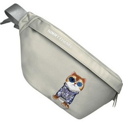 Nimmy Glasses Cool Cat Τσαντάκι Μέσης Αδιάβροχο Γκρι
