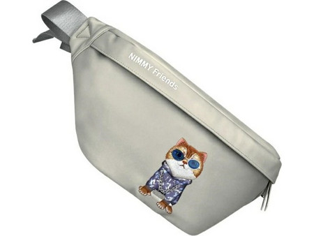 Nimmy Glasses Cool Cat Τσαντάκι Μέσης Αδιάβροχο Γκρι