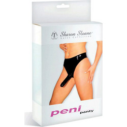 Shaun Sloane Gode Latex Εσώρουχο Strap On με Dildo Μαύρο