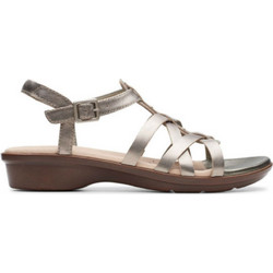 Clarks Δερμάτινα Γυναικεία Σανδάλια Ασημί 26140740