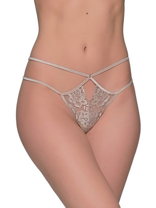 Milena By Paris Γυναικείο Sexy String με Δαντέλα Μπεζ 7690
