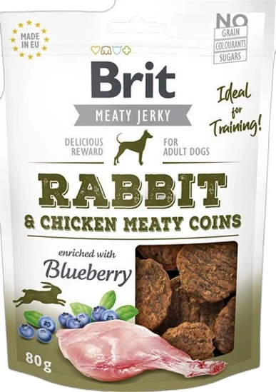 Brit Meaty Jerky Adult Meaty Coins with Rabbit & Chicken 80gr ...