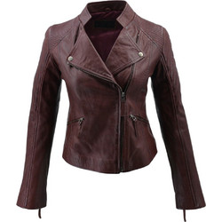 Leather 100 Γυναικείο Μπουφάν Χειμωνιάτικο Δερμάτινο Κοντό Μπορντό 14-W-HERA