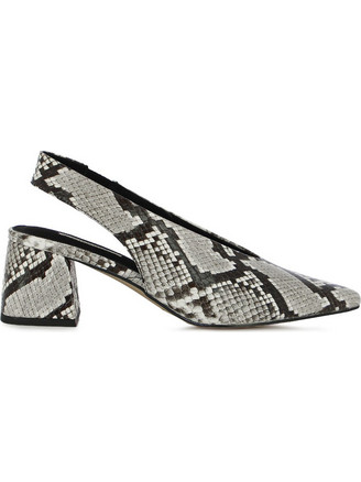 Corina Γόβες Slingback Δερμάτινες με Χοντρό Χαμηλό Τακούνι Γκρι 6265
