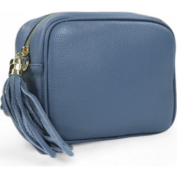 Passaggio Leather Γυναικείο Τσαντάκι Χιαστί Δερμάτινο Μπλε με Στενό Λουρί 5655-KR-55