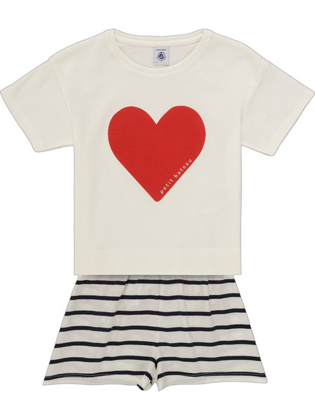 Petit Bateau Παιδική Πιτζάμα Βαμβακερή Καλοκαιρινή Μπεζ Κόκκινη Μαύρη A0CKD-01