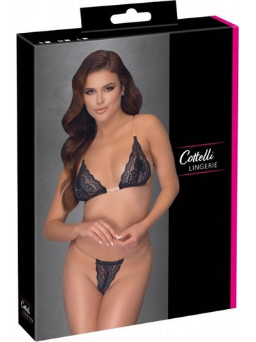 Cottelli Σετ Sexy Εσώρουχα See Through με Δαντέλα Μαύρα 22137961041