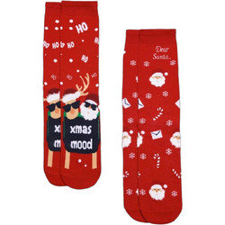Ysabel Mora Xmas Χριστουγεννιάτικες Ανδρικές Κάλτσες Ψηλές Κόκκινες 2Pack 22172