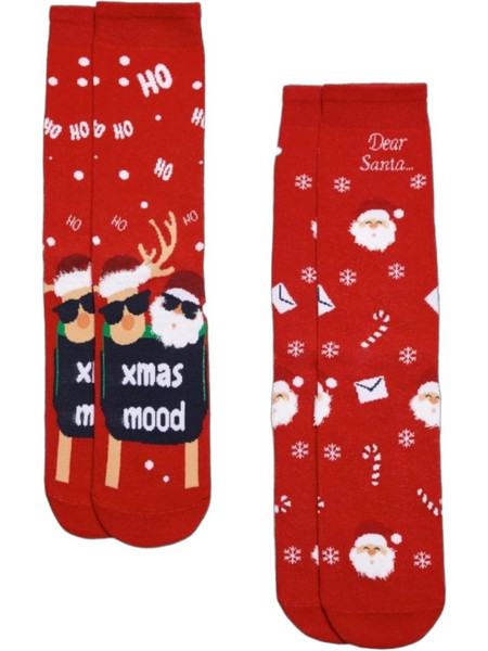 Ysabel Mora Xmas Χριστουγεννιάτικες Ανδρικές Κάλτσες Ψηλές Κόκκινες 2Pack 22172