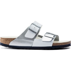 Birkenstock Arizona Δερμάτινα Γυναικεία Σανδάλια Ανατομικά Ασημί 1020927