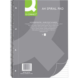 Q-CONNECT Σπιράλ Τετράδιο Ριγέ A4 80 Φύλλων Γκρι KF01072