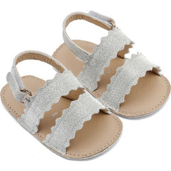 Babywalker Βαπτιστικά Πέδιλα Αγκαλιάς για Κορίτσι Δερμάτινα Ασημί MI1659