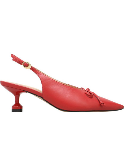 Haralas Γόβες Slingback Δερμάτινες με Λεπτό Χαμηλό Τακούνι Κόκκινες 13620017