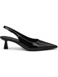 Elenross Γόβες Slingback Λουστρίνι με Λεπτό Χαμηλό Τακούνι Μαύρες GS10225W