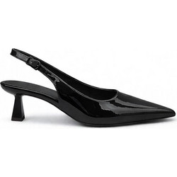 Elenross Γόβες Slingback Λουστρίνι με Λεπτό Χαμηλό Τακούνι Μαύρες GS10225W