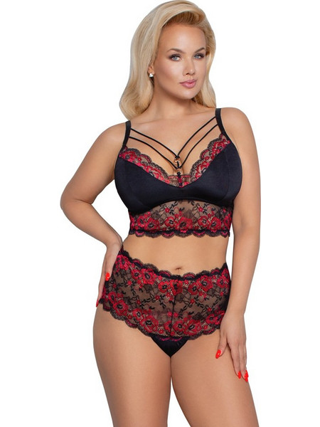 Cottelli Σετ Sexy Εσώρουχα See Through με Δαντέλα Μαύρα Κόκκινα 22139741061