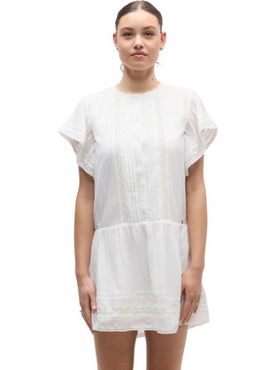 Pepe Jeans Destin Mini Καλοκαιρινό Καθημερινό Φόρεμα Λευκό PL9537785-800
