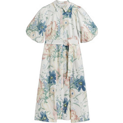 Ted Baker Breei Midi Καλοκαιρινό Καθημερινό Μπλουζοφόρεμα Floral Σεμιζιέ Εκρού 283597