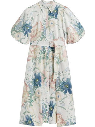 Ted Baker Breei Midi Καλοκαιρινό Καθημερινό Μπλουζοφόρεμα Floral Σεμιζιέ Εκρού 283597