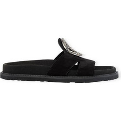 Komis & Komis Γυναικεία Σανδάλια Suede με Στρας Μαύρα C4