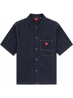 Dickies Ανδρικό Πουκάμισο Τζιν Κοντομάνικο Κανονική Γραμμή Μπλε DK0A88PHRIN