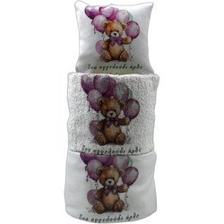 Τούρτα από Πάνες για Νεογέννητο Κορίτσι Teddy Bear Balloons Λευκή Μωβ