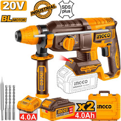 Ingco CRHLI262085E Κρουστικό Περιστροφικό Σκαπτικό Πιστολέτο Μπαταρίας 20V 2x4Ah