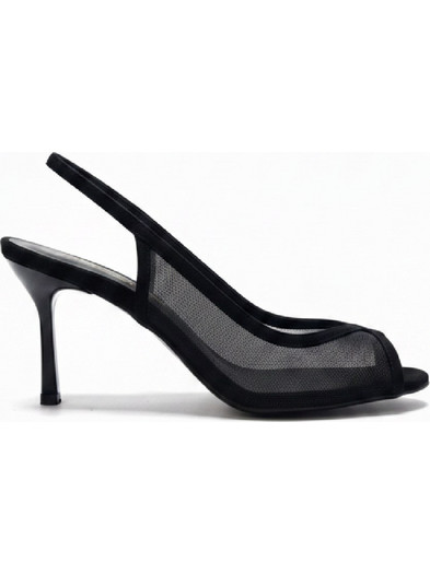 Bruni Γόβες Slingback με Λεπτό Ψηλό Τακούνι Μαύρες 722