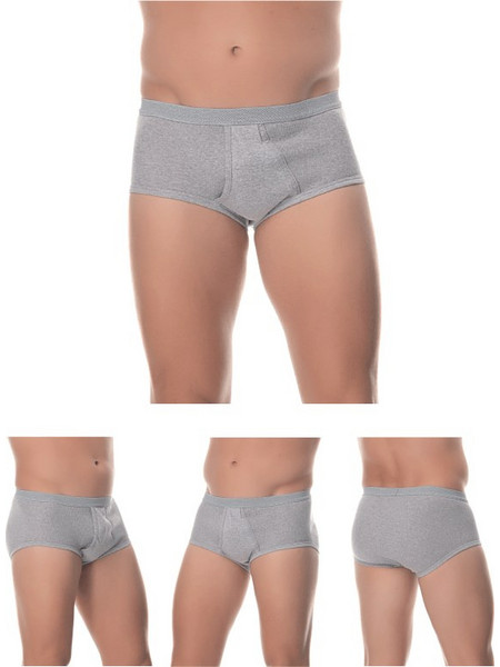 Lido Ανδρικά Σλιπ Βαμβακερά με Άνοιγμα Γκρι 4Pack PRO-101