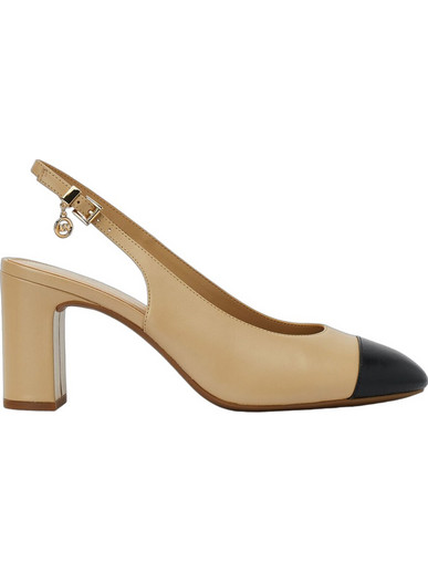 Michael Kors Γόβες Slingback Δερμάτινες με Χοντρό Ψηλό Τακούνι Μπεζ 40T6PIMP2L-156