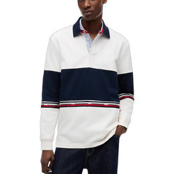 Tommy Jeans Ανδρική Μπλούζα Polo Μακρυμάνικη Λευκή Μαύρη DM0DM23161-YBH