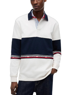 Tommy Jeans Ανδρική Μπλούζα Polo Μακρυμάνικη Λευκή Μαύρη DM0DM23161-YBH