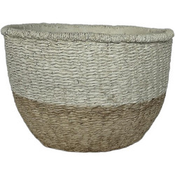 Supergreens Aelia Weave Γλάστρα Στρογγυλή Τσιμεντένια Μπεζ 34.5x22.5cm 7080-8