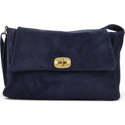 Passaggio Leather Γυναικεία Τσάντα Χιαστί Σουέτ Navy Μπλε με Στενό Λουρί 5760-KR-18