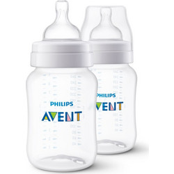Philips Avent Σετ Πλαστικά Μπιμπερό με Θηλή Σιλικόνης κατά των Κολικών 1+ Μηνών Transparent 260ml