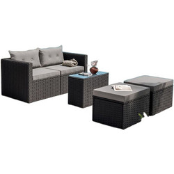 Woodwell Jakarta Σετ Σαλόνι Κήπου Rattan 4τμχ Ανθρακί Ε66241