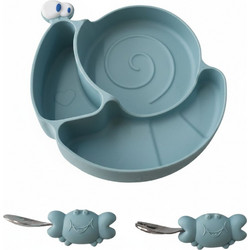 QueenMother Sam The Snail Βρεφικό Σετ Φαγητού Σιλικόνης Blue 3τμχ