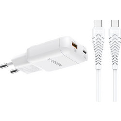 Veger TR121 Φορτιστής με Καλώδιο USB-C με Θύρα USB-A & Θύρα USB-C 45W Power Delivery