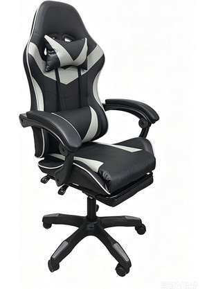 Zita Plus A9937 Καρέκλα Gaming Δερματίνης με Ρυθμιζόμενα Μπράτσα και Υποπόδιο Μαύρη Λευκή 01.0428