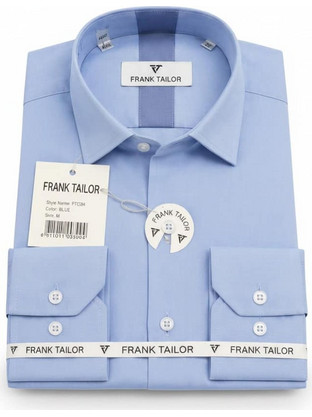 Frank Tailor Ανδρικό Πουκάμισο Βαμβακερό Μακρυμάνικο Κανονική Γραμμή Γαλάζιο FTCS4-BL